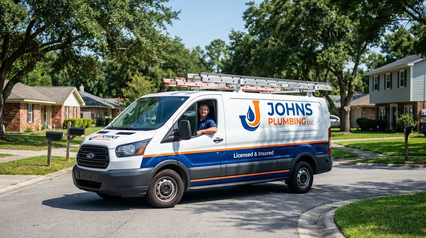 Johns Plumbing LLC service van in Valparaiso, FL