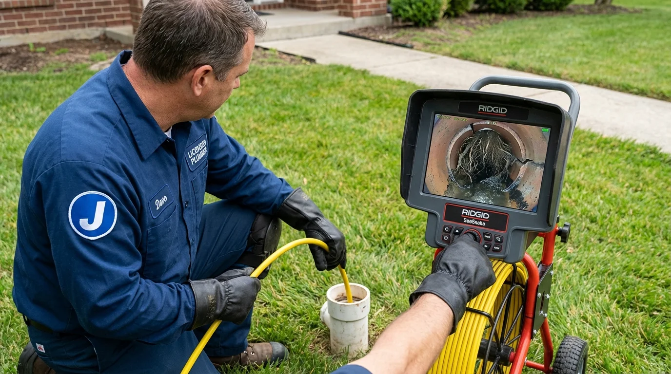 Sewer camera inspection being performed by Johns Plumbing LLC in Valparaiso