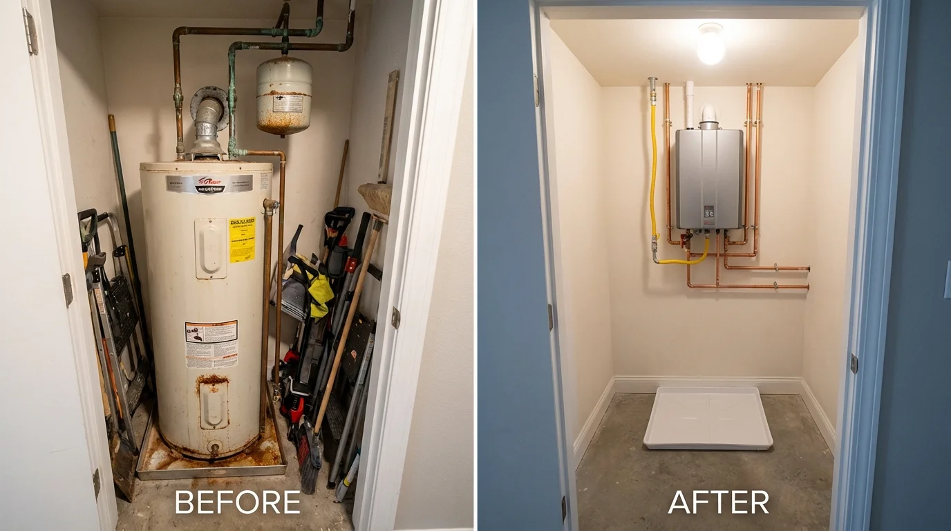 Tank water heater versus wall-mounted tankless unit comparison for Valparaiso, FL homeowners