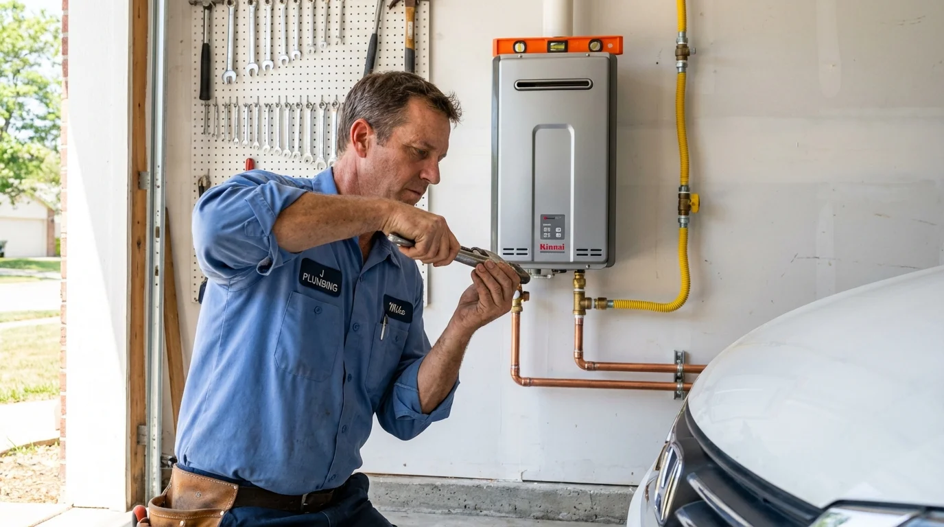 Tankless water heater installation by a Johns Plumbing LLC plumber in Valparaiso